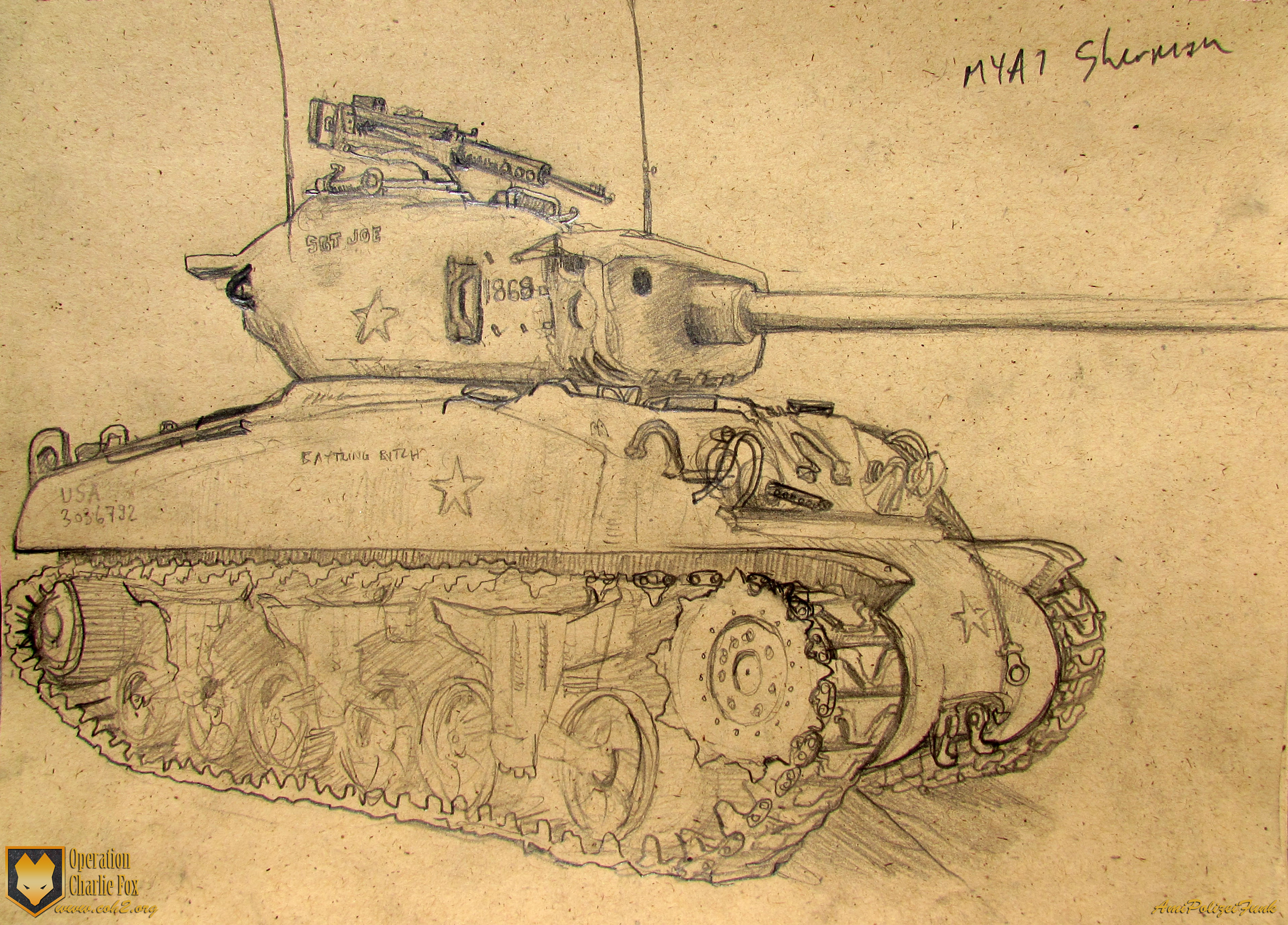 M4A1 Sherman drawing by AmiPolizeiFunk.